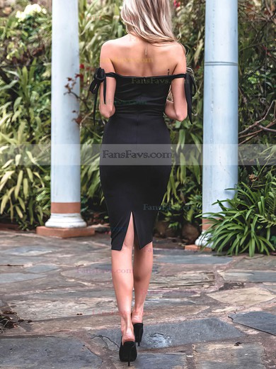 Sheath/Column Off-the-shoulder Stretch Crepe Knee-length Bow Prom Dresses #Favs020106608