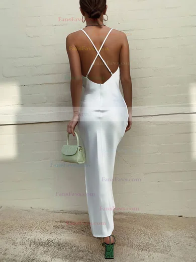 Sheath/Column Cowl Neck Silk-like Satin Ankle-length Split Front Prom Dresses #Favs020106612