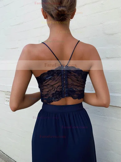 A-line V-neck Lace Chiffon Floor-length Split Front Prom Dresses #Favs020106625