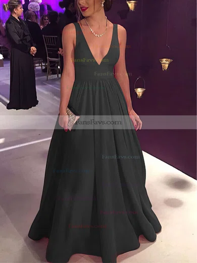 Ball Gown V-neck Silk-like Satin Floor-length Bow Prom Dresses #Favs020104603