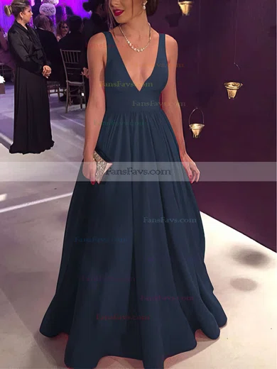 Ball Gown V-neck Silk-like Satin Floor-length Bow Prom Dresses #Favs020104603