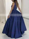 A-line V-neck Satin Floor-length Ruffles Prom Dresses #Favs020104605