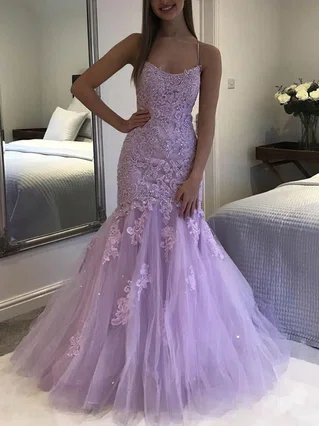 Trumpet/Mermaid V-neck Tulle Sweep Train Beading Prom Dresses #Favs020107593
