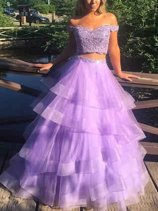 A-line Off-the-shoulder Tulle Sweep Train Beading Prom Dresses #Favs020107594 A-line Off-the-shoulder Tulle Sweep Train Beading Prom Dresses #Favs020107594