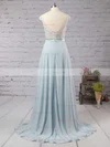 A-line Scoop Neck Chiffon Floor-length Appliques Lace Prom Dresses #Favs02018717