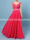 A-line Scoop Neck Chiffon Floor-length Appliques Lace Prom Dresses #Favs02018717