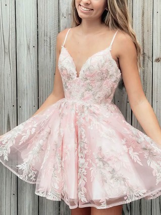 A-line V-neck Organza Short/Mini Beading Prom Dresses #Favs020107649 A-line V-neck Organza Short/Mini Beading Prom Dresses #Favs020107649