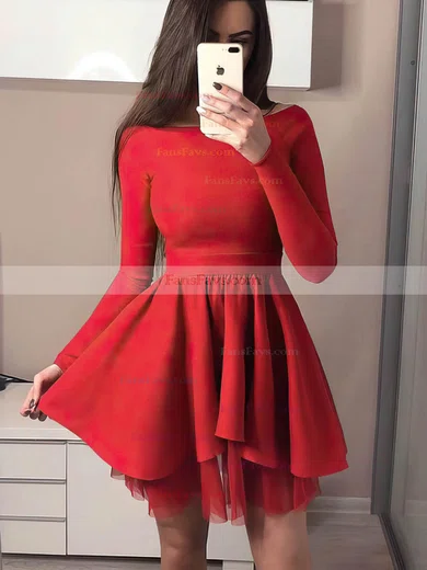 A-line Off-the-shoulder Stretch Crepe Short/Mini Prom Dresses #Favs020107650