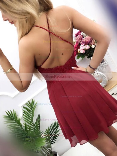 A-line Scoop Neck Chiffon Short/Mini Beading Prom Dresses #Favs020107657