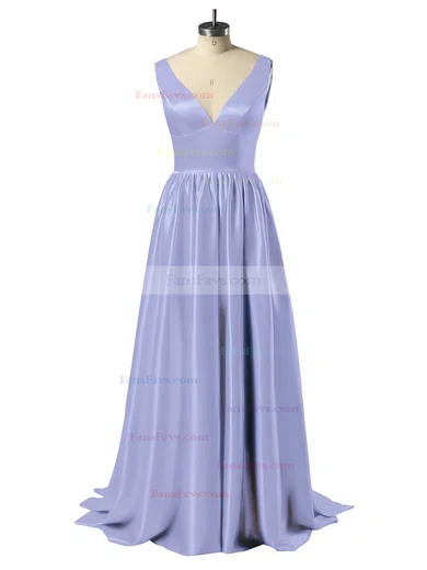 Princess V-neck Satin Floor-length Beading Prom Dresses #Favs02018723