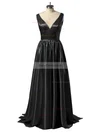 Princess V-neck Satin Floor-length Beading Prom Dresses #Favs02018723