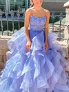 A-line Square Neckline Organza Sweep Train Beading Prom Dresses #Favs020107659