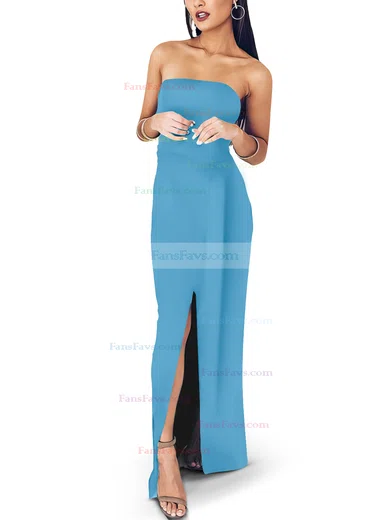 Sheath/Column Square Neckline Satin Floor-length Sashes / Ribbons Prom Dresses #Favs020107722