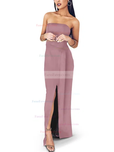 Sheath/Column Square Neckline Satin Floor-length Sashes / Ribbons Prom Dresses #Favs020107722