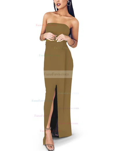 Sheath/Column Square Neckline Satin Floor-length Sashes / Ribbons Prom Dresses #Favs020107722