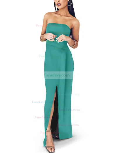 Sheath/Column Square Neckline Satin Floor-length Sashes / Ribbons Prom Dresses #Favs020107722