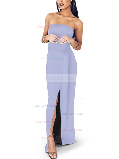 Sheath/Column Square Neckline Satin Floor-length Sashes / Ribbons Prom Dresses #Favs020107722