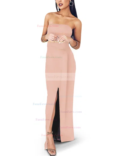 Sheath/Column Square Neckline Satin Floor-length Sashes / Ribbons Prom Dresses #Favs020107722