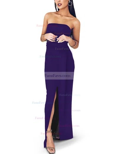 Sheath/Column Square Neckline Satin Floor-length Sashes / Ribbons Prom Dresses #Favs020107722