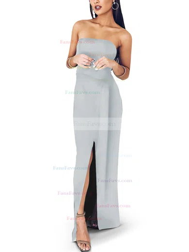 Sheath/Column Square Neckline Satin Floor-length Sashes / Ribbons Prom Dresses #Favs020107722