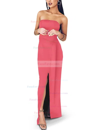 Sheath/Column Square Neckline Satin Floor-length Sashes / Ribbons Prom Dresses #Favs020107722