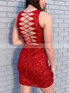 Sheath/Column Scalloped Neck Glitter Short/Mini Prom Dresses #Favs020107736
