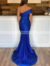 Trumpet/Mermaid Off-the-shoulder Silk-like Satin Sweep Train Split Front Prom Dresses #Favs020107744