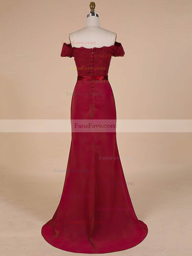 Trumpet/Mermaid Off-the-shoulder Chiffon Sweep Train Appliques Lace Prom Dresses #Favs02023570