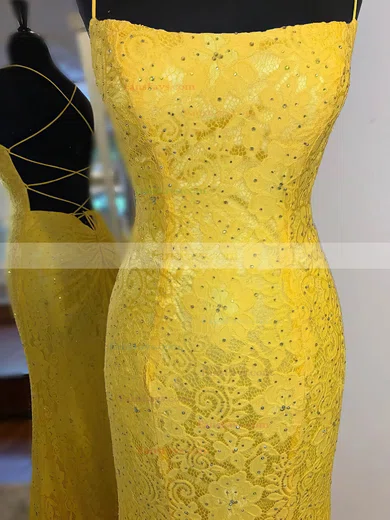 Trumpet/Mermaid Square Neckline Lace Sweep Train Beading Prom Dresses #Favs020107754