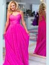 A-line V-neck Chiffon Sweep Train Prom Dresses #Favs020107762