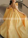 Ball Gown Strapless Satin Sweep Train Split Front Prom Dresses #Favs020107783