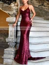 Trumpet/Mermaid V-neck Sequined Sweep Train Prom Dresses #Favs020107798