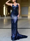 Trumpet/Mermaid V-neck Sequined Sweep Train Prom Dresses #Favs020107798