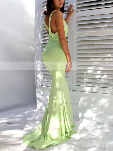 Trumpet/Mermaid Cowl Neck Jersey Sweep Train Prom Dresses #Favs020107799