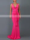 Trumpet/Mermaid Cowl Neck Jersey Sweep Train Prom Dresses #Favs020107799
