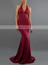 Trumpet/Mermaid Halter Jersey Sweep Train Bow Prom Dresses #Favs020107802