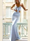Trumpet/Mermaid Strapless Jersey Sweep Train Bow Prom Dresses #Favs020107803
