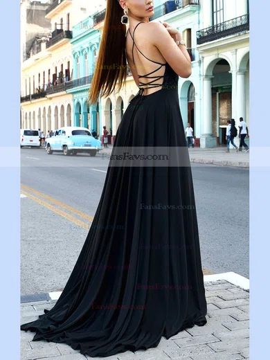 A-line Square Neckline Jersey Sweep Train Appliques Lace Prom Dresses #Favs020107810