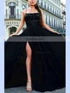 A-line Square Neckline Jersey Sweep Train Appliques Lace Prom Dresses #Favs020107810