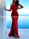 Trumpet/Mermaid Scoop Neck Stretch Crepe Sweep Train Split Front Prom Dresses #Favs020107811
