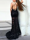 Trumpet/Mermaid Scoop Neck Lace Sweep Train Split Front Prom Dresses #Favs020107812