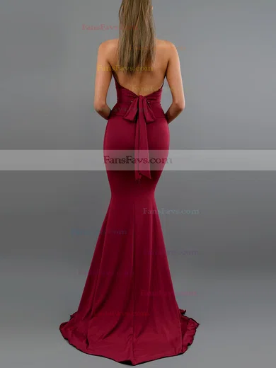 Trumpet/Mermaid Halter Jersey Sweep Train Bow Prom Dresses #Favs020107818