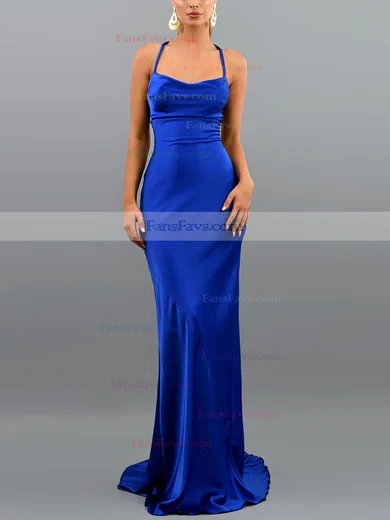 Trumpet/Mermaid Cowl Neck Silk-like Satin Sweep Train Prom Dresses #Favs020107828