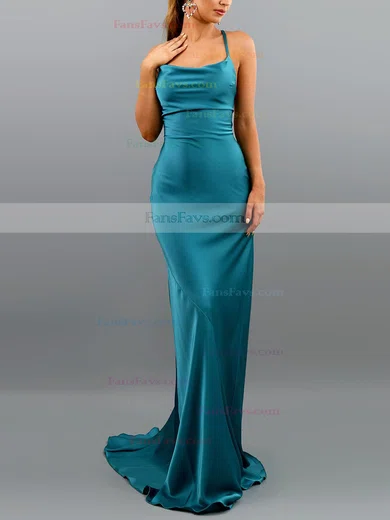 Trumpet/Mermaid Cowl Neck Silk-like Satin Sweep Train Prom Dresses #Favs020107828