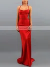 Trumpet/Mermaid Cowl Neck Silk-like Satin Sweep Train Prom Dresses #Favs020107828
