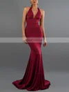 Trumpet/Mermaid Halter Jersey Sweep Train Bow Prom Dresses #Favs020107829