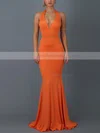 Trumpet/Mermaid Halter Jersey Sweep Train Bow Prom Dresses #Favs020107829