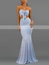 Trumpet/Mermaid Strapless Jersey Sweep Train Bow Prom Dresses #Favs020107830