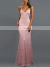Sheath/Column V-neck Jersey Sweep Train Beading Prom Dresses #Favs020107831