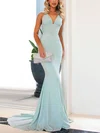 Trumpet/Mermaid Halter Glitter Sweep Train Bow Prom Dresses #Favs020107838